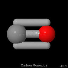 Longitud del enlace de monóxido de carbono.