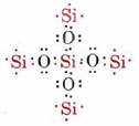 A central S i is bonded to four O on each side. Each of the O atom is also bonded to another S i. However each of the four S i bonded to the O has 3 unpaired electrons in its valence. 