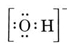 O shares a pair of electrons with H. Three pairs of unpaired electrons is also shown. The entire O H molecules is enclosed in a square bracket with a superscript of negative sign. 