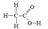 Projection formula of acetic acid which has the formula HC2H3O2.
