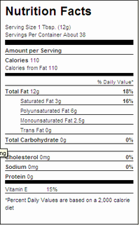 Nutrition label of Crisco. 