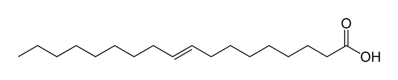Estructura esquelética del ácido elaídico.