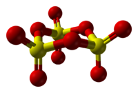 Image of the three dimensional ball and stick structure of sulfur trioxide.