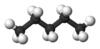 Ball and stick model of pentane. 