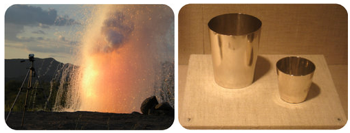 Explosión de sodio (izquierda) y copa campamento y tumblr (derecha).