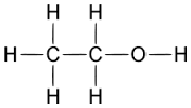 Chemical structure of ethanol.