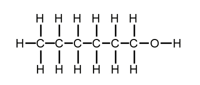 Chemical structure of hexanol.