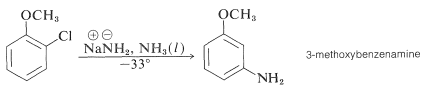 2-chloromethoxybenzene reacts with ammonia and NaNH3 to produce 3-methoxybenzenamine. 