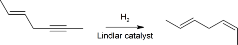 reduction of 2-hepten-2-yne to 2,5-heptadiene with hydrogen over Lindlar catalyst