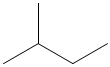 skeletal structure four carbons in linear structure with a branching carbon connected to the second carbon. There are 12 hydrogens in total.