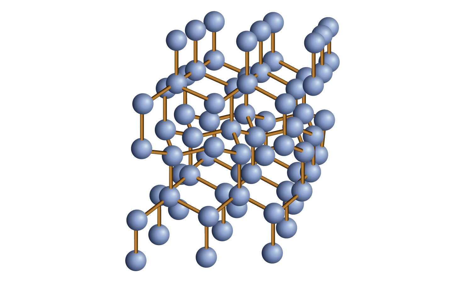 Se muestra la estructura de enlace de diamante de los carbonos.