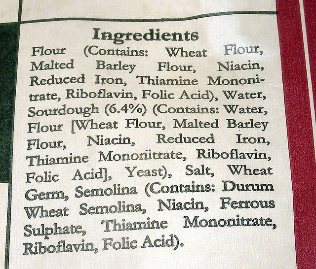 Una lista de ingredientes que contiene diversos ingredientes.