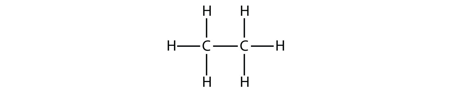 Fórmula estructural del etano.