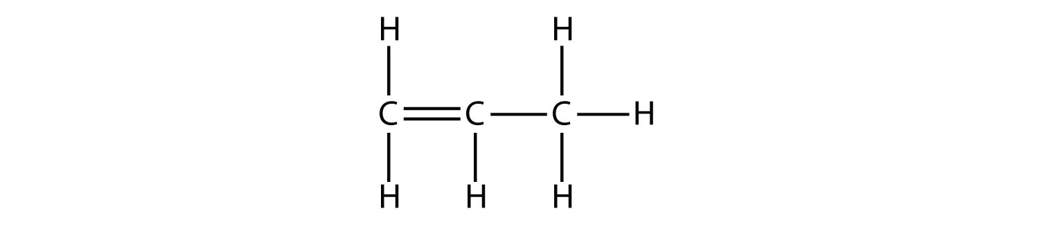 Fórmula estructural del propileno.
