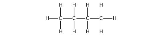 Structural formula of butane.