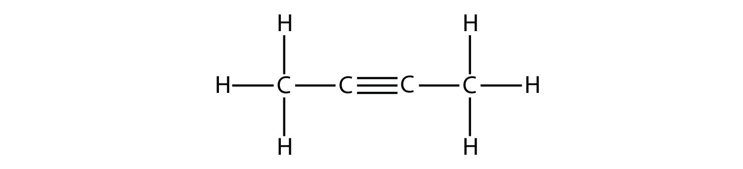 Fórmula estructural de 2 butino.