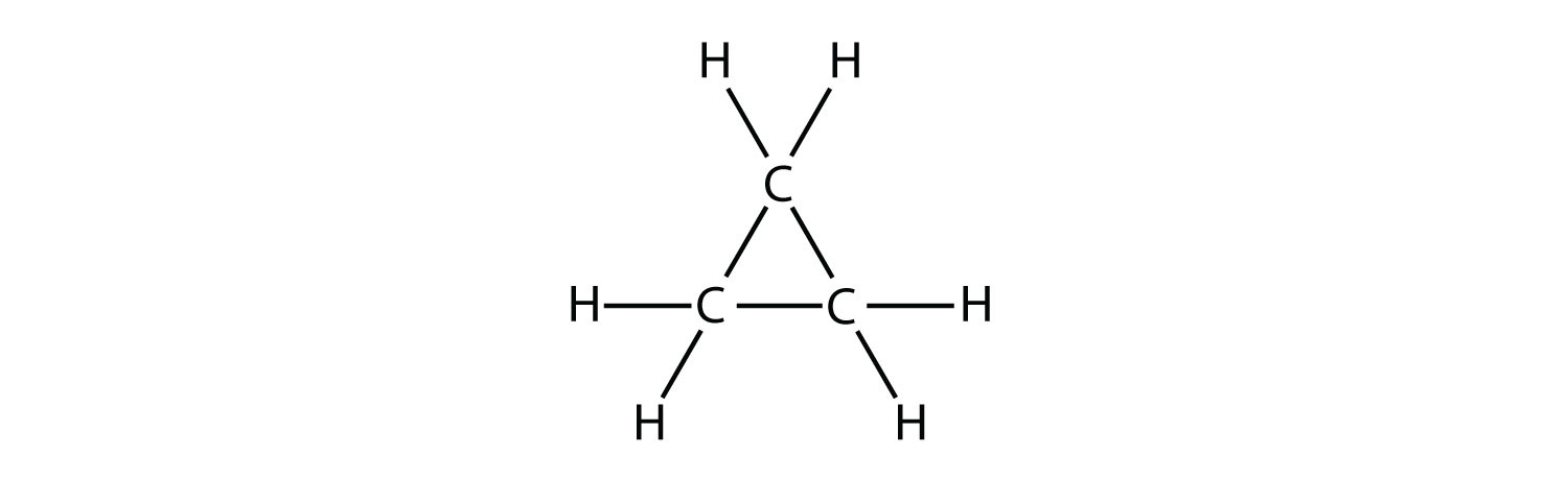 Fórmula estructural del ciclopropano.