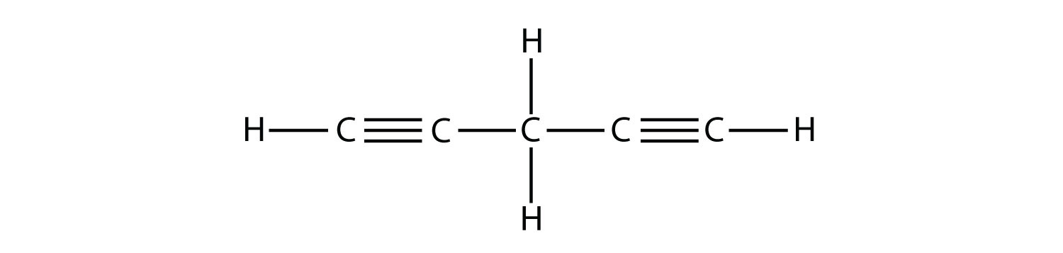 Fórmula estructural de 1,4 pentadiino.