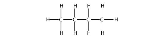 Structural formula of butane. 