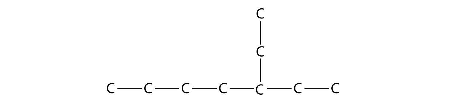 La molécula tiene una cadena de 7 carbonos con un grupo etilo que sale del quinto carbono de la izquierda.