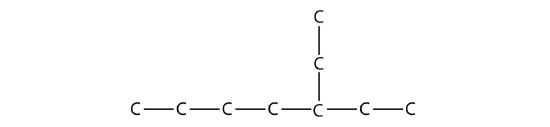 The molecule has a chain of 7 carbons with an ethyl group coming off of the 5th carbon from the left.