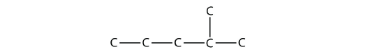 A chain of five carbons with a methyl group on the 4th carbon from the left.