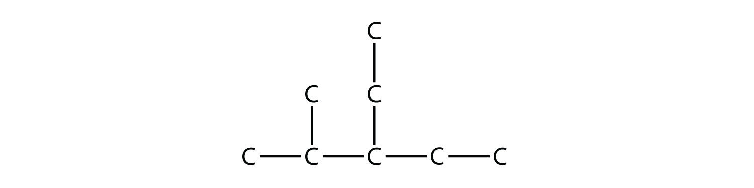 Una cadena de 5 carbonos con un grupo metilo en el segundo carbono y un grupo etilo en el tercer carbono.