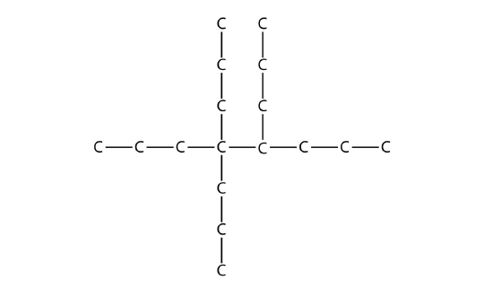 Một chuỗi tám carbon với hai nhóm propyl trên carbon thứ tư từ bên trái và một nhóm propyl khác trên carbon thứ năm từ trái sang.