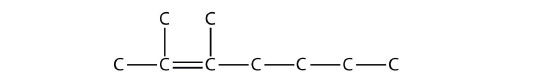 Hai nhóm metyl được thêm vào các nguyên tử cacbon (mỗi nhóm một nhóm) có liên quan đến liên kết đôi.