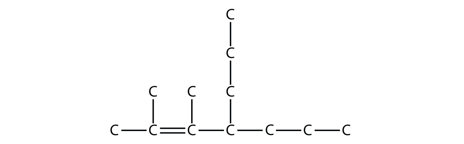 El grupo propilo se agrega al cuarto carbono desde la izquierda en la cadena de siete miembros.