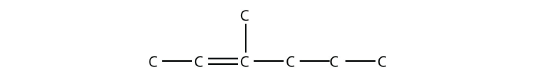A six carbon chain with a double bond between the second and third carbons and a methyl group on the third carbon.