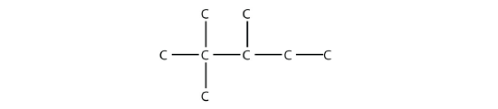 A five carbon chain with two methyl groups on the second carbon and another methyl group on the third carbon.