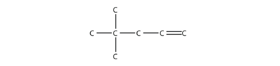 A five carbon chain with a double bond between the fourth and fifth carbons and two methyl groups on the second carbon.