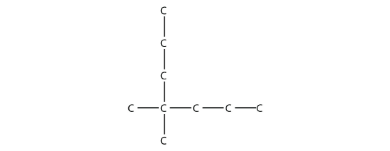 Two chains of five carbons each intersect at the second carbon of each of them.