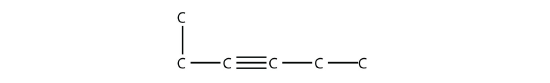 A five carbon chain with a methyl group on the first carbon and a triple bond between the second and third carbons.