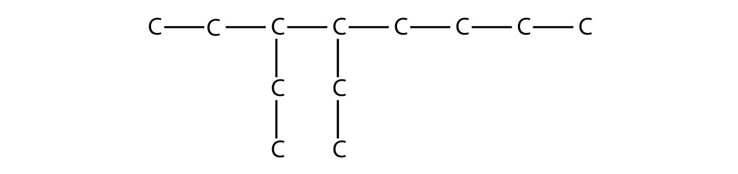 Una cadena de ocho carbonos con dos grupos etilo, uno cada uno en el tercer y cuarto carbonos.