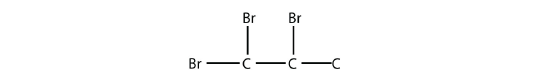 A three carbon chain with two bromines on the first carbon and another bromine on the second carbon.