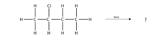 2-chlorobutane reacts with a base.