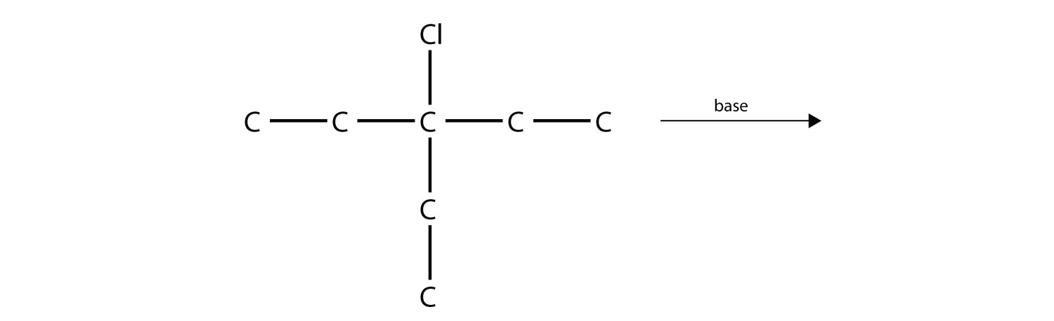 El 3-cloro-3-etilpentano reacciona con la base.