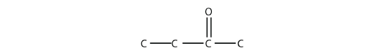 A chain of four carbons with a carbonyl on the third carbon.