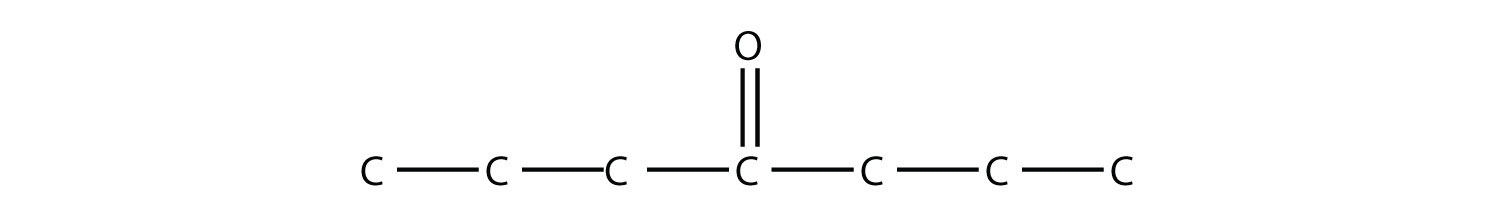 Una cadena de siete carbonos con un carbonilo en el cuarto carbono.