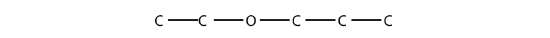 A chain of two carbons is connected to a chain of three carbons through an ether.