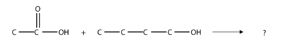 Ethanoic acid reacts with butanol.