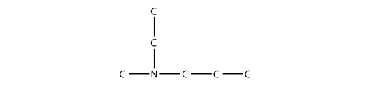A methyl, ethyl, and propyl group are all bound to a nitrogen.