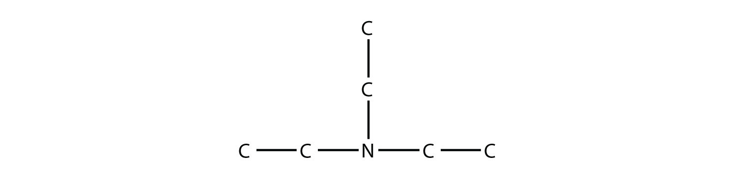 Tres grupos etilo están unidos a un Nitrógeno.