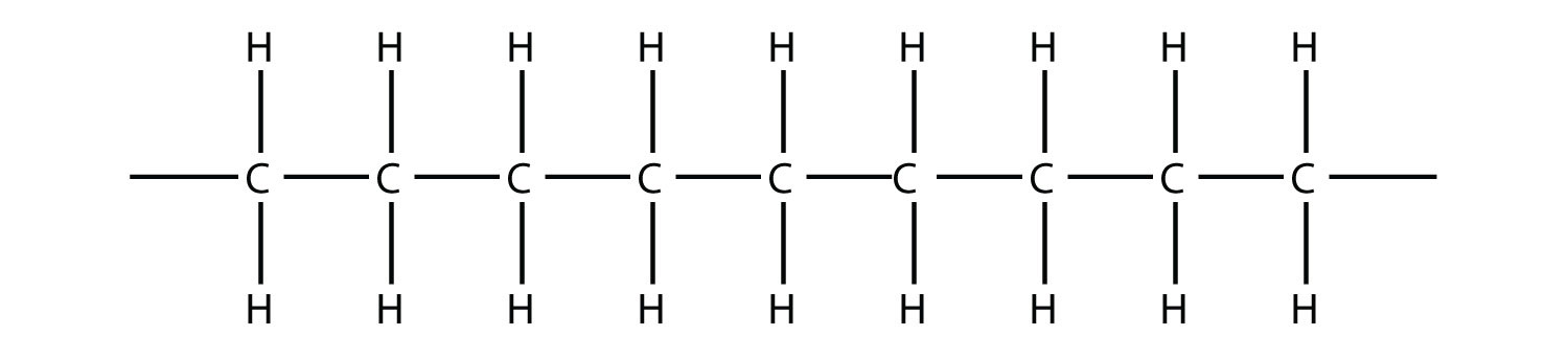 Una cadena de nueve carbonos que se deja abierta en ambos lados.