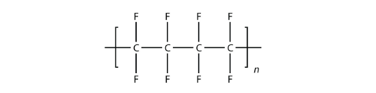 An open ended polymer of repeating CF2 units.