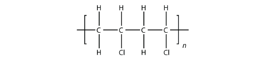 Repeating alternating units of CH2 and CHCl.