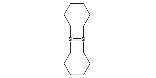 Two silicones are double bonded and also connected above and below with a chain of six carbons.