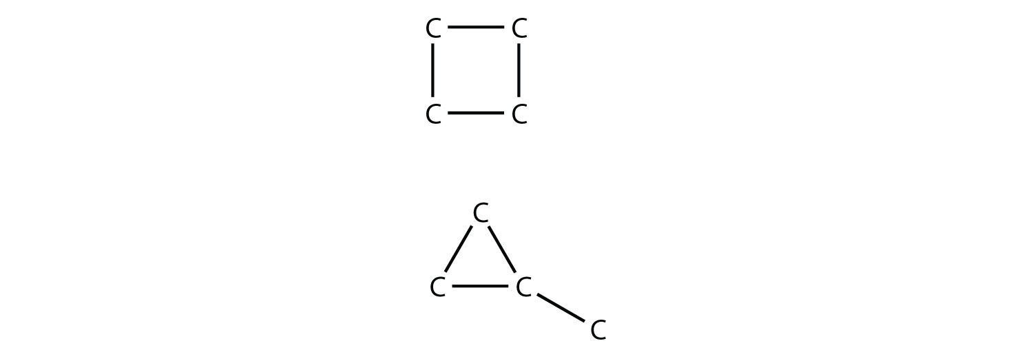 Ciclobutano y ciclopropano con un grupo metilo.